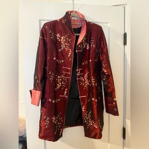 Embroidered Red Floral Women's Jacket
